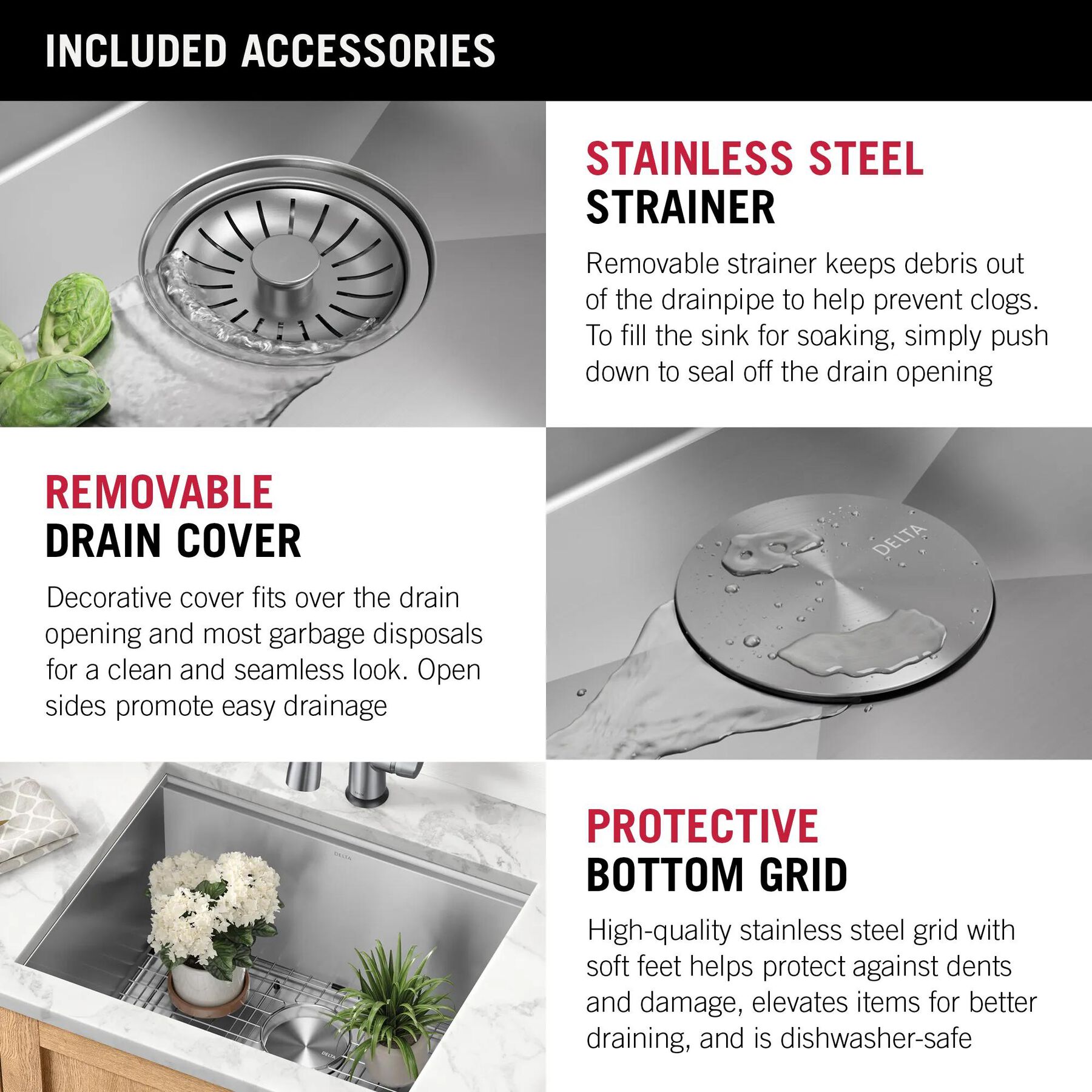 24&rdquo; Workstation Undermount Single Bowl 16 Gauge Stainless Steel Laundry Utility Kitchen Sink with WorkFlow&trade; Ledge and Accessories